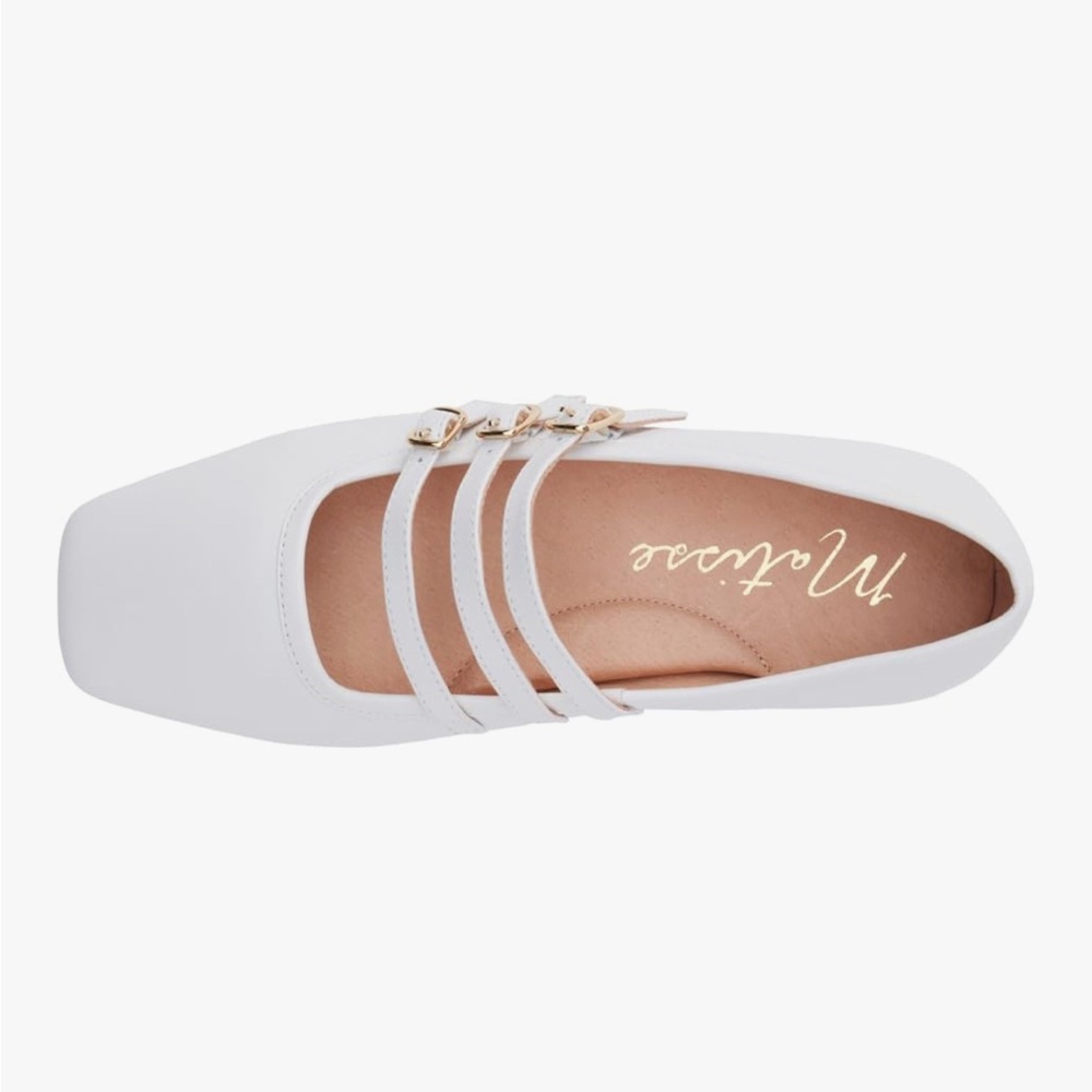 Matisse White Flats with Elastic Straps and Matte Finish NIB